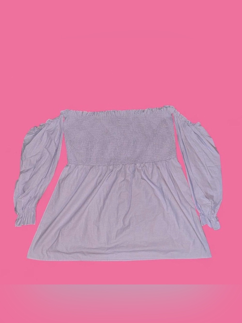 PrettyLittleThing Light Blue Off-Shoulder Smocked Dress